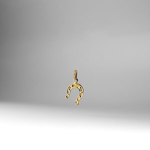 14k Gold Lucky Horseshoe Pendant Charm- Gold Horseshoe Necklace Charm
