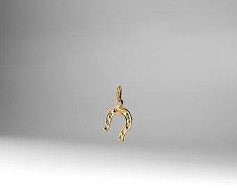 14k Gold Lucky Horseshoe Pendant Charm- Gold Horseshoe Necklace Charm