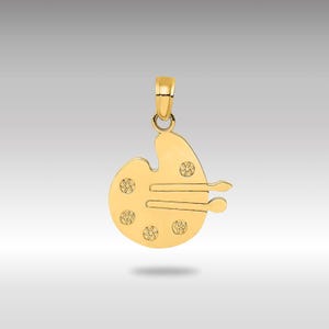 14K Gold Paint Pallet and Brushes Necklace Charm - Artistic Inspirational Jewelry - Unique Gift for Artists - Creative Painter Necklace