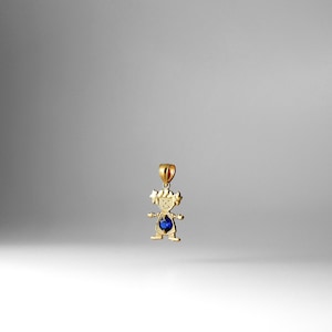 14k Gold September Birthstone Charm For Girls- Gold Girl September Birthstone Necklace