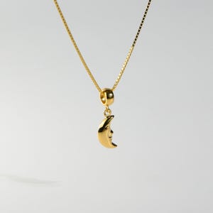 14k Gold Crescent Moon Pendant Charm- Real Gold Shiny Crescent Moon Necklace Charm