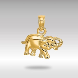 14K Solid Gold Polished Elephant Pendant – Delicate Good Luck Charm Necklace, Luxury Fine Jewelry Gift