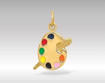 14k goud geëmailleerde kunstenaarspalethanger: kleurrijke fijne sieraden