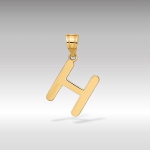 14k Gold Polished Letter &#39;H&#39; Initial Charm Pendant - Statement Jewelry - Initial &quot;H&quot; Pendant Necklace