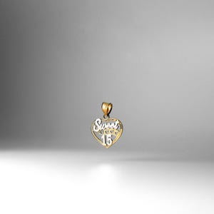 14k Gold Sweet 15 Years Heart Pendant Charm- Gold Sweet 15 Years Necklace Charm Gifts For Girls