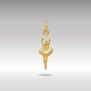 14K Gold Ballerina Necklace Charm - Polished Dance Jewelry - Elegant Ballet Dancer Gift