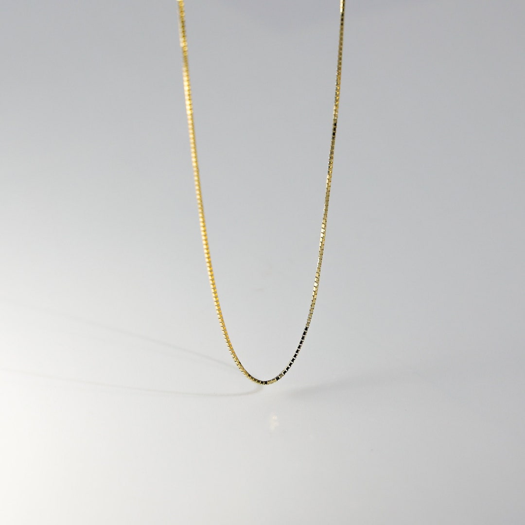 0.8mm 14k Solid Gold Box Chain- 14k Gold Box Chain Necklace