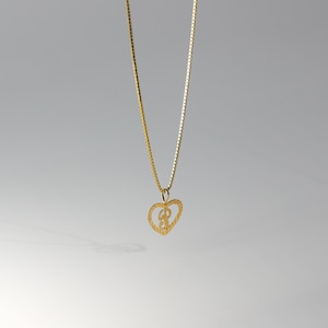 14k Gold &quot;P&quot; Initial Pendant Charm- Real 14k Gold Heart P Initial Charm Necklace