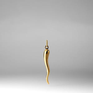 14k Gold Cornicello Italian Horn Pendant Charm- Gold Cornicello Horn Necklace Charm