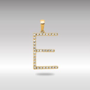 14k Gold Diamond Letter &quot;E&quot; Initial Pendant Necklace – Gold Initial Necklace – Real Diamond &quot;E&quot; Charm – Perfect Gift for Her