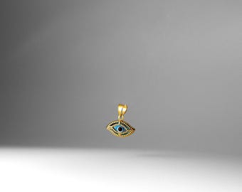 14k Gold Evil Eye Pendant Charm- Gold Evil Eye Necklace Charm