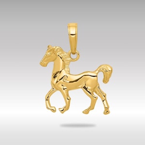 14K Solid Gold Standing Horse Pendant – Majestic Equestrian Necklace, Luxury Fine Jewelry for Horse Enthusiasts