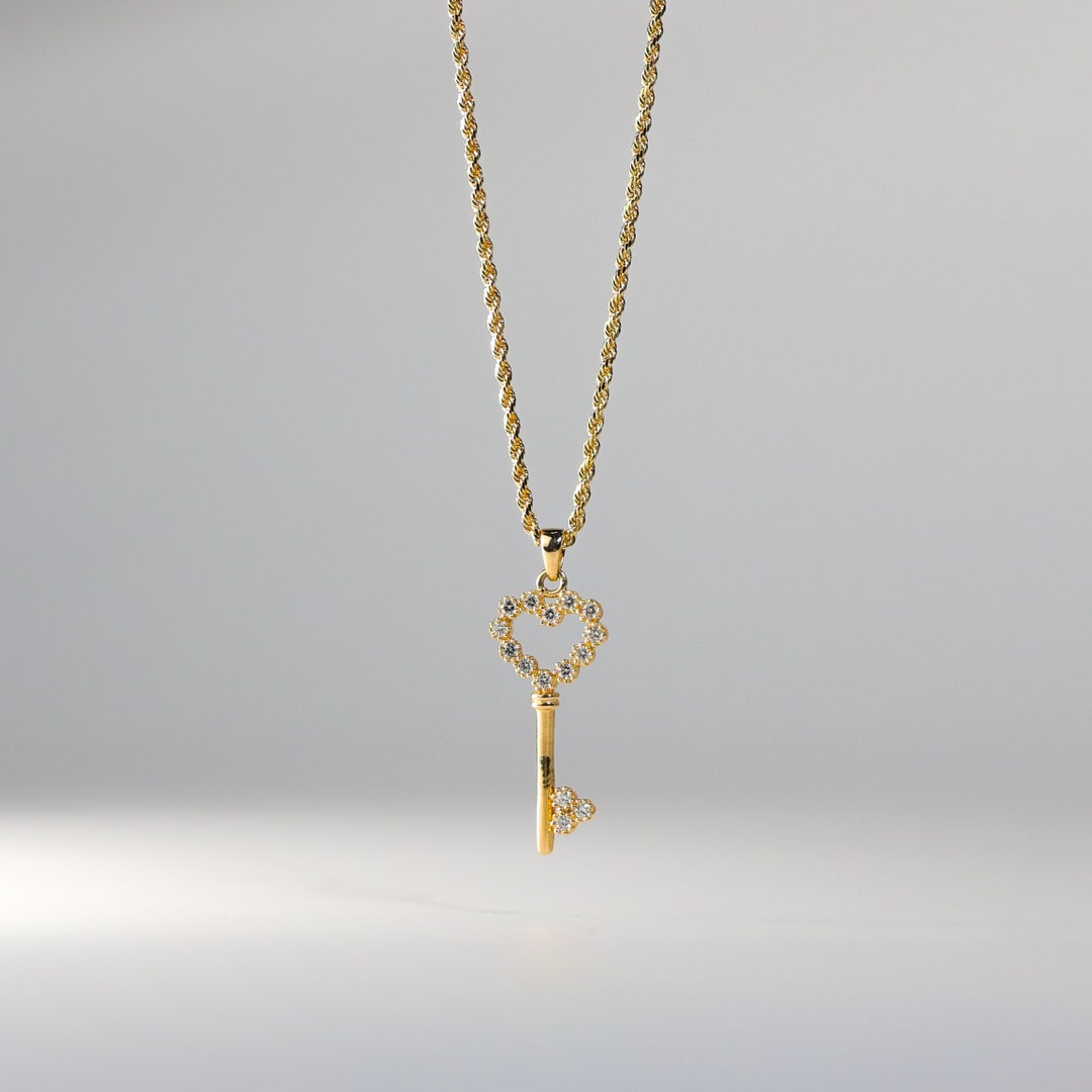 14k Gold Key to My Heart Pendant Charm Real Gold Key With Heart ...