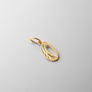 14k Gold "O" Initial Cursive Pendant Charm- Gold Initial "O" Necklace Charm
