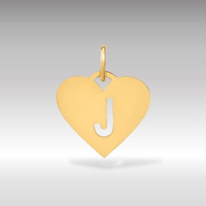 Colgante de corazón de oro de 14 quilates con la letra "J": collar personalizado con dije de inicial "J" en forma de corazón elegante: regalo de joyería fina
