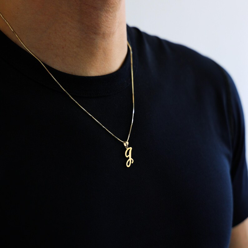 14K Gold Letter J Initial Pendant - Personalized Script Charm - Etsy