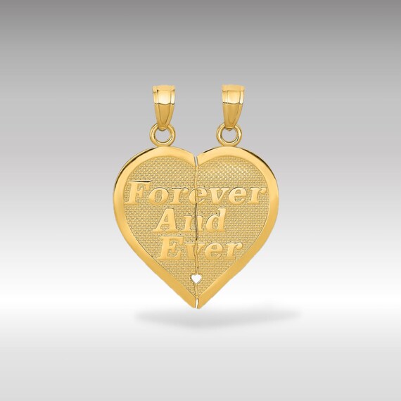 14k Gold 'forever and Ever' Break-apart Heart Pendant