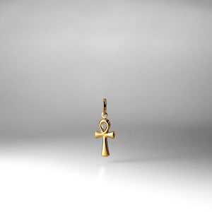 14K Gold Ankh Cross Charm Pendant- Real Gold Shiny Ankh Cross Necklace Charm