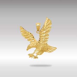 14K Gold Diamond-Cut Eagle Pendant Necklace: Freedom Bird Jewelry