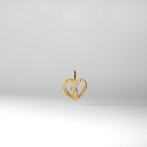 Pingente inicial "T" de ouro 14k - Colar com pingente inicial T de coração de ouro 14k real