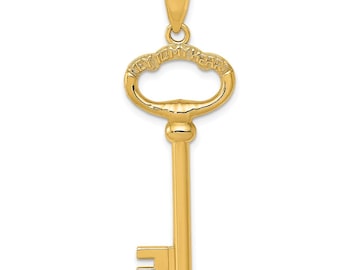 14k gouden sleutel tot mijn hart-hanger – echt gouden 3D liefdessleutelhanger – romantische gepolijste gouden hanger Cadeau voor haar