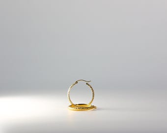 14K Gold Hoop Earrings 3mm Thick 25MM Wide- Real Gold Diamond Cut Hoop Earrings- Classic Gold - Hoop Earrings for Her
