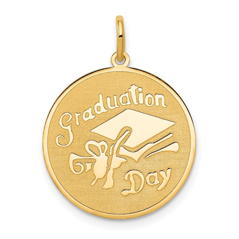 14K Gold Graduation Pendant - Solid Gold Graduation Day Disc Charm ...
