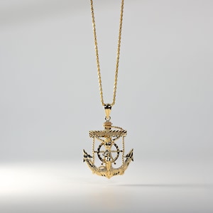 Crucifijo marinero de oro de 14 k: dije de ancla náutica