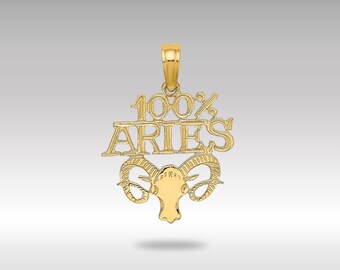 Ciondolo con segno zodiacale Ariete in oro 14 carati: ciondolo ariete, prodotto negli Stati Uniti