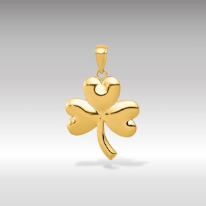 14K Gold Shamrock Pendant Necklace: Irish Clover Jewelry