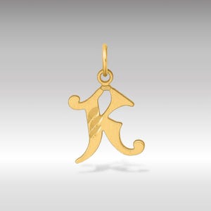 14K Gold Elegant Letter &#39;K&#39; Charm Pendant - Fine Jewelry Personalized Initial Pendant - Initial &quot;K&quot; Pendant Necklace