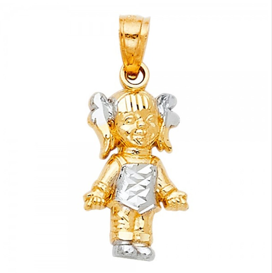 14k Real Gold Girl Pendant/Charm Gold Girl Pendant For Her Etsy
