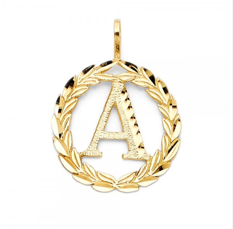 Gold Letter Wreath N Pendant For HimHer Gold InitialLetter N PendantCharm 14k Real Gold Initial N PendantCharm
