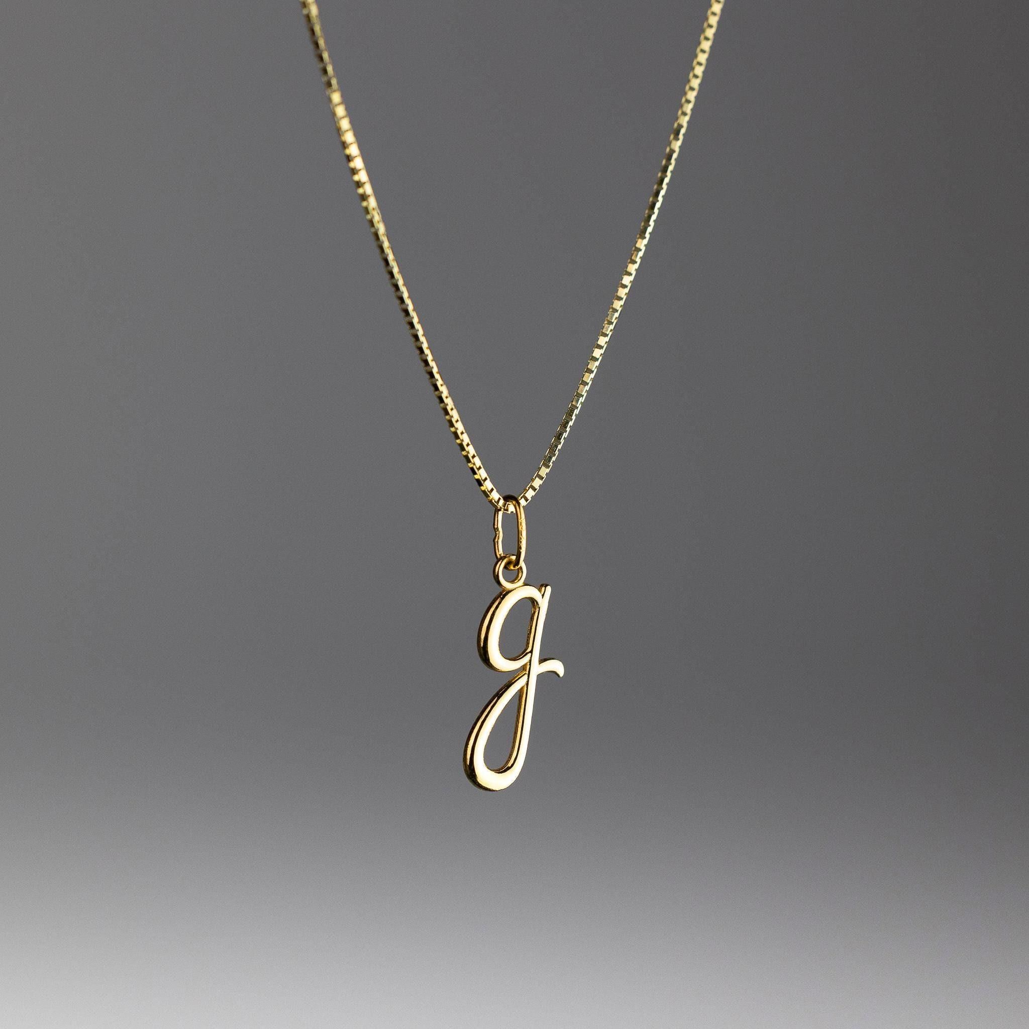 14Kゴールドイニシャルネックレス：小文字Gペンダント - Etsy 日本