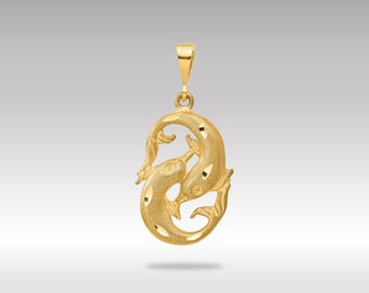 Colgante de Piscis en oro de 14 quilates: dije del zodíaco con corte de diamante