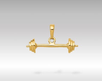 14k gouden 3D-halterhanger: op kracht geïnspireerde fitnessbedel
