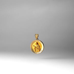 14K Gold St. Rita of Cascia Pendant Necklace - Dual-Finish Polished Satin - Patron Saint of Lost Causes Jewelry
