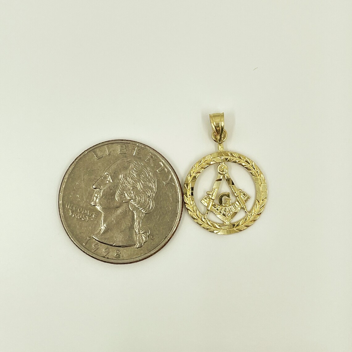 14k Solid Gold Freemason Masonic Pendant/Charm Gold Freemason Etsy