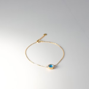 14K Gold Evil Eye Bracelet-Gold Evil Eye Chain Bracelet-Gold Evil Eye Bracelet