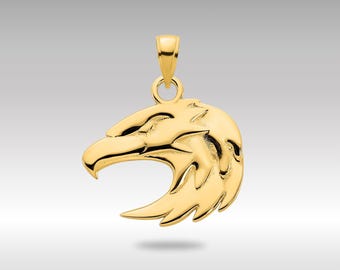 14K Gold Bald Eagle Pendant: Patriotic Bird Jewelry