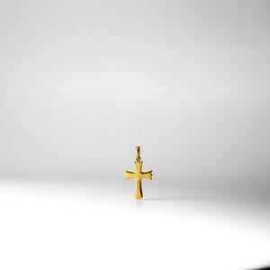 14k Gold Minimalistic Cross Pendant Charm-Real Gold Cross Necklace Charm