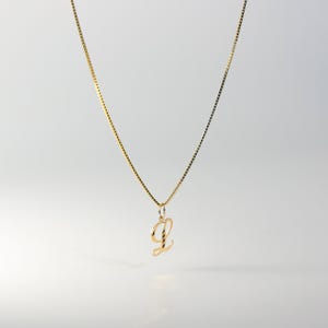 14k Gold "L" Initial Cursive Pendant Charm- Gold Initial "L" Necklace Charm Pendant Only