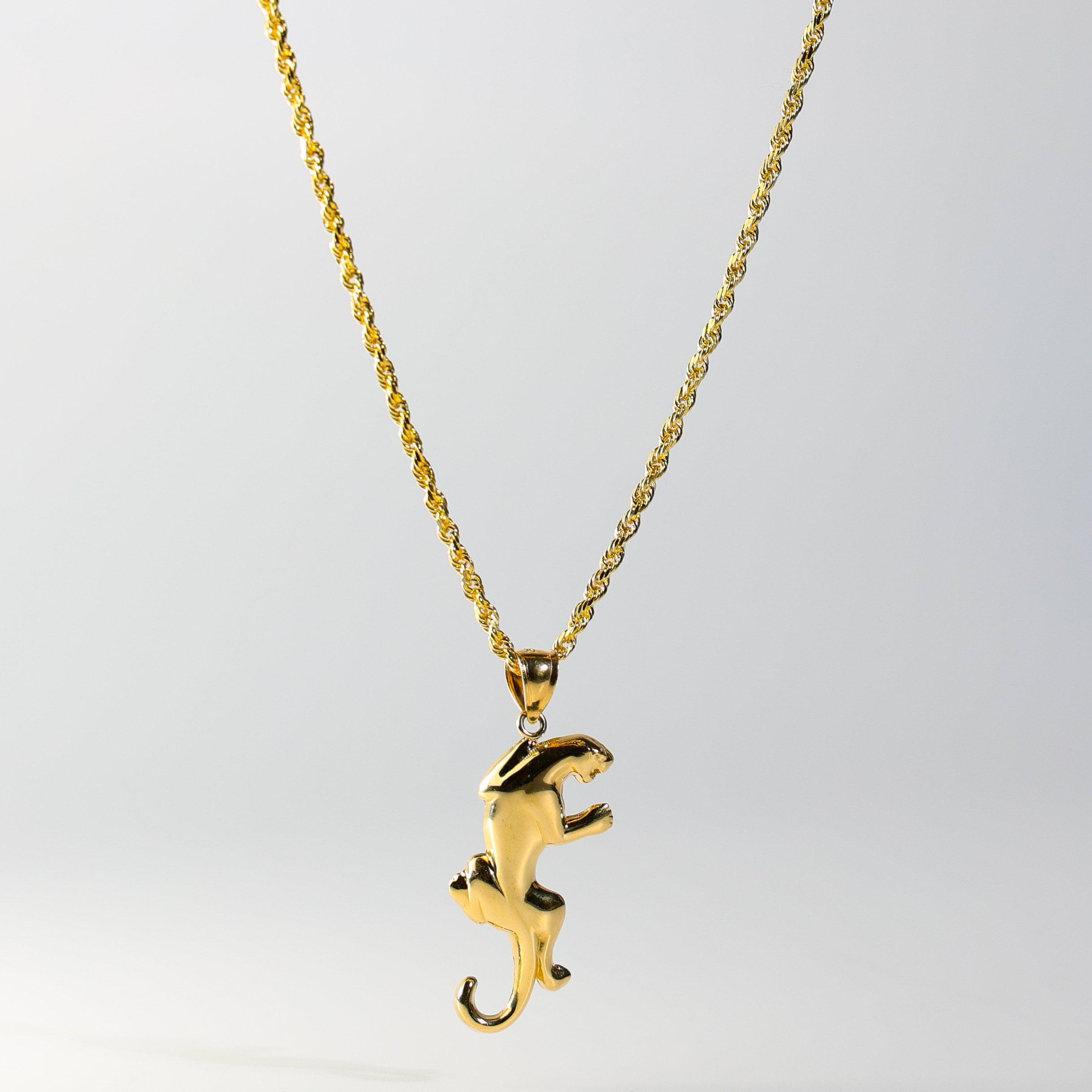14K Solid Gold Puma Pendant – Elegant Panther Necklace, Luxury
