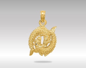 Colgante de Piscis de oro de 14 quilates: dije de pez del zodiaco en 3D, ideal para el cumpleaños de marzo.