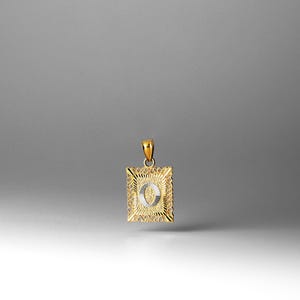 Ciondolo/ciondolo quadrato con iniziale &quot;O&quot; in oro 14k - Collana con catena con iniziale O in oro