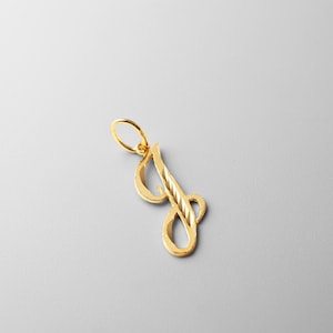 14k Gold "J" Initial Cursive Pendant Charm- Gold Initial "J" Necklace Charm