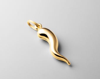 14k Real Gold Cornicello Italian Horn Pendant/Charm- Gold Cornicello Italian Horn Pendant For Him/Her- Gold Italian Horn Pendant/Charm