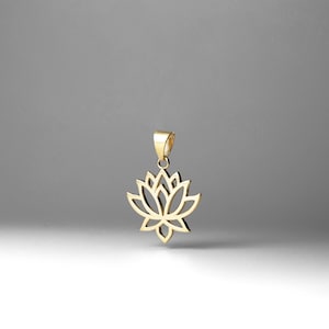 14K Gold Lotus Flower Pendant Necklace – Elegant and Symbolic Design  – Gold Lotus Necklace for Peace and Growth