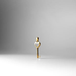 14k Gold Key to My Heart Pendant Charm- Real Gold Key to My Heart Necklace Charm For Her