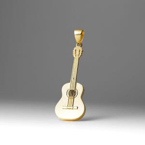14K Gold Guitar Pendant Necklace – Music Lover&#39;s Charm Necklace Pendant – Unique Gift for Musicians – Fine Jewelry for Guitar Enthusiasts